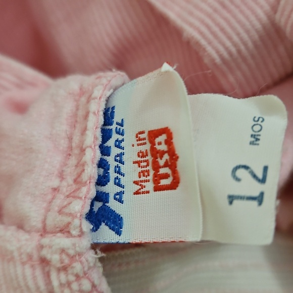 Vintage Stone Apparel Pink Corduroy Overall Sz 12mos Kids Made in USA - Picture 5 of 6